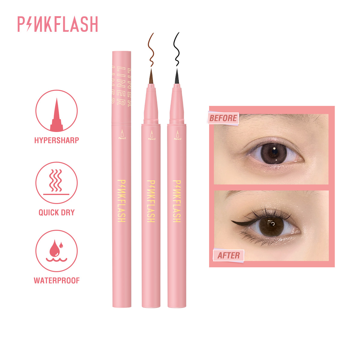 Waterproof Liquid Eyeliner Pen - Matita per Eyeliner liquido nero PINKFLASH